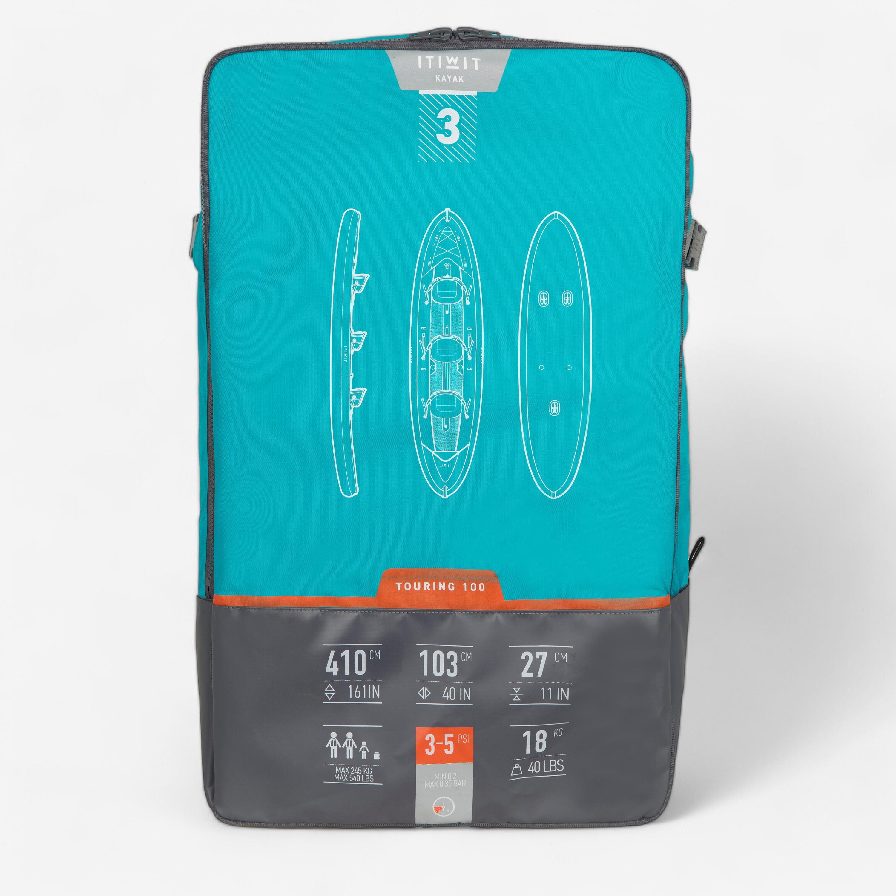 Mochila de transporte para kayak insuflável x100 3 lugares