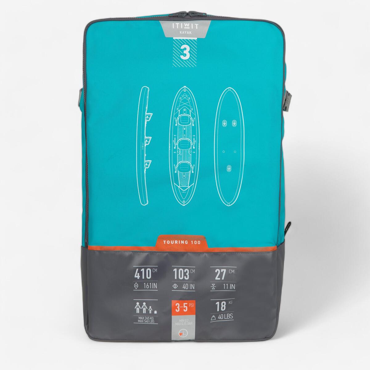 SAC A DOS DE TRANSPORT KAYAK GONFLABLE X100 3P