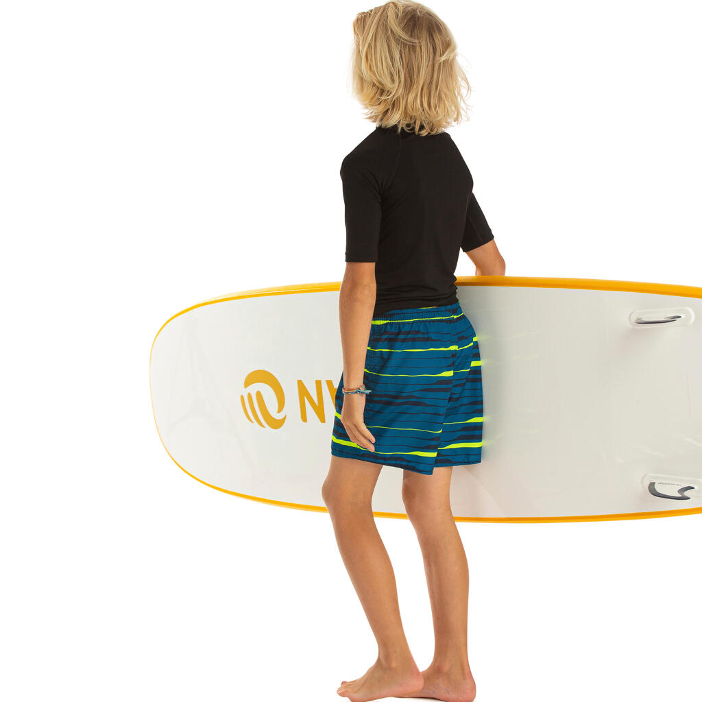 Boardshorts 100 Tween petrol gestreift