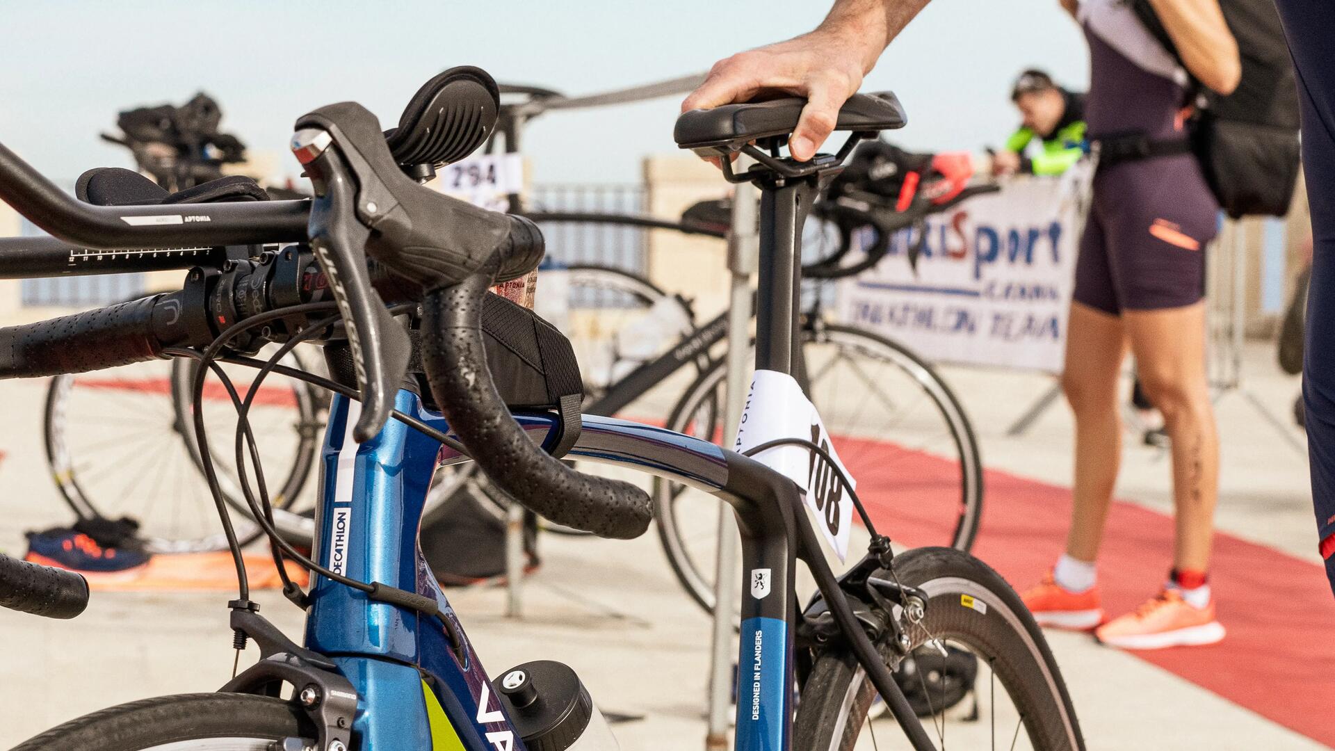 Eerste triatlon voorbereiding wisselzone