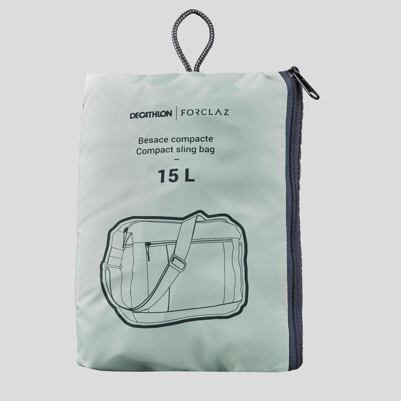 Compacte schoudertas voor backpacken Travel 15 liter groen