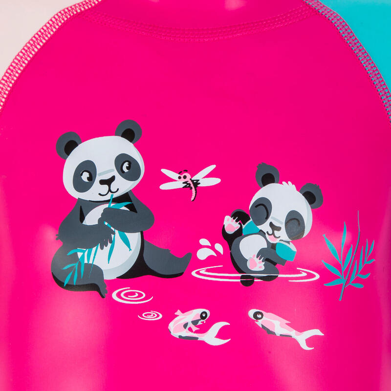 Uv-werend zwempakje voor peuters Kloupi roze met pandaprint