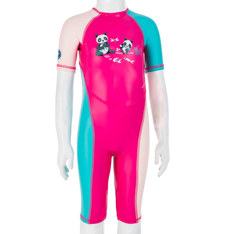 Baby UV Protection Wetsuit Kloupi - Panda Print Pink