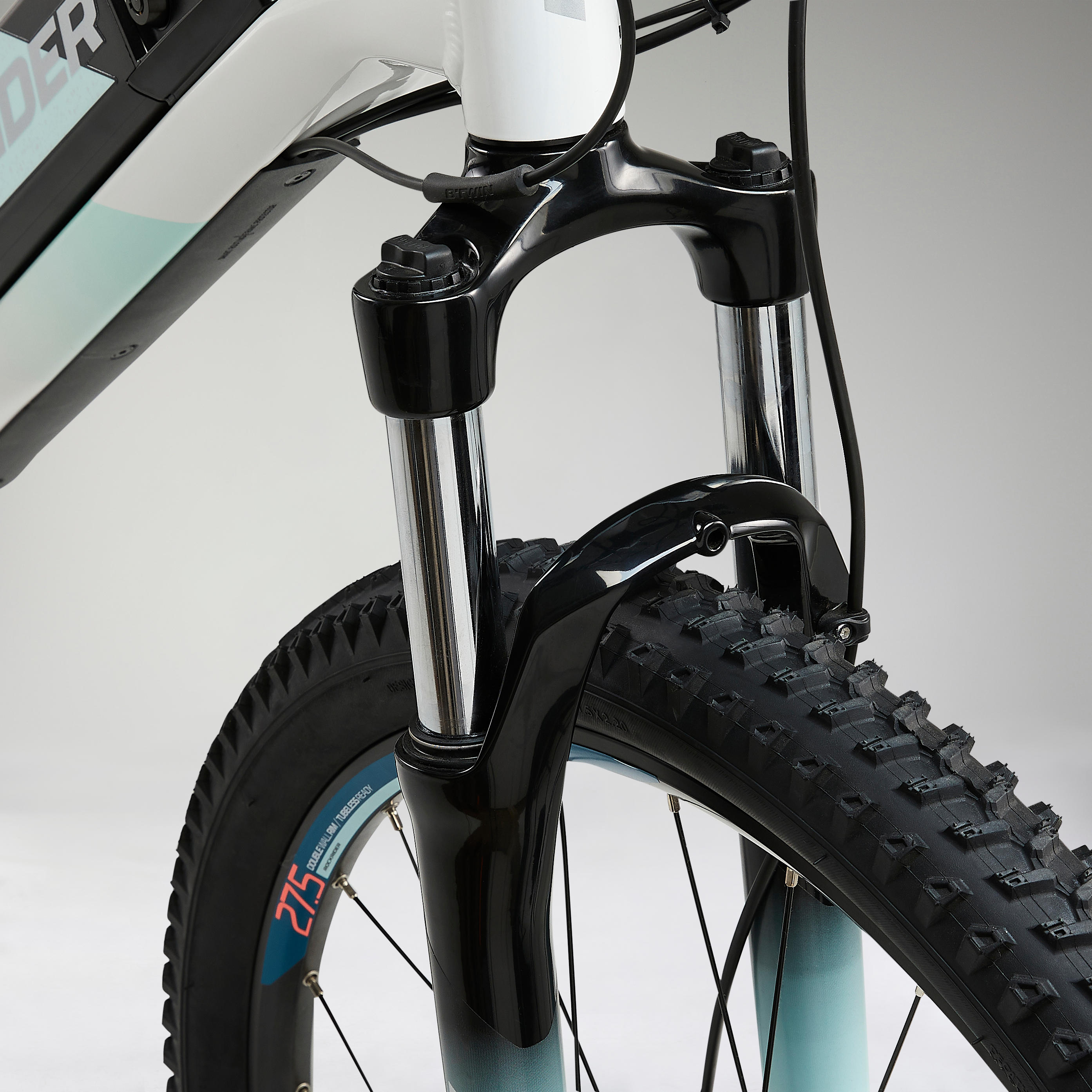 Vélo VTT électrique semi-rigide 27'5", E-ST100 BLANC 5/14
