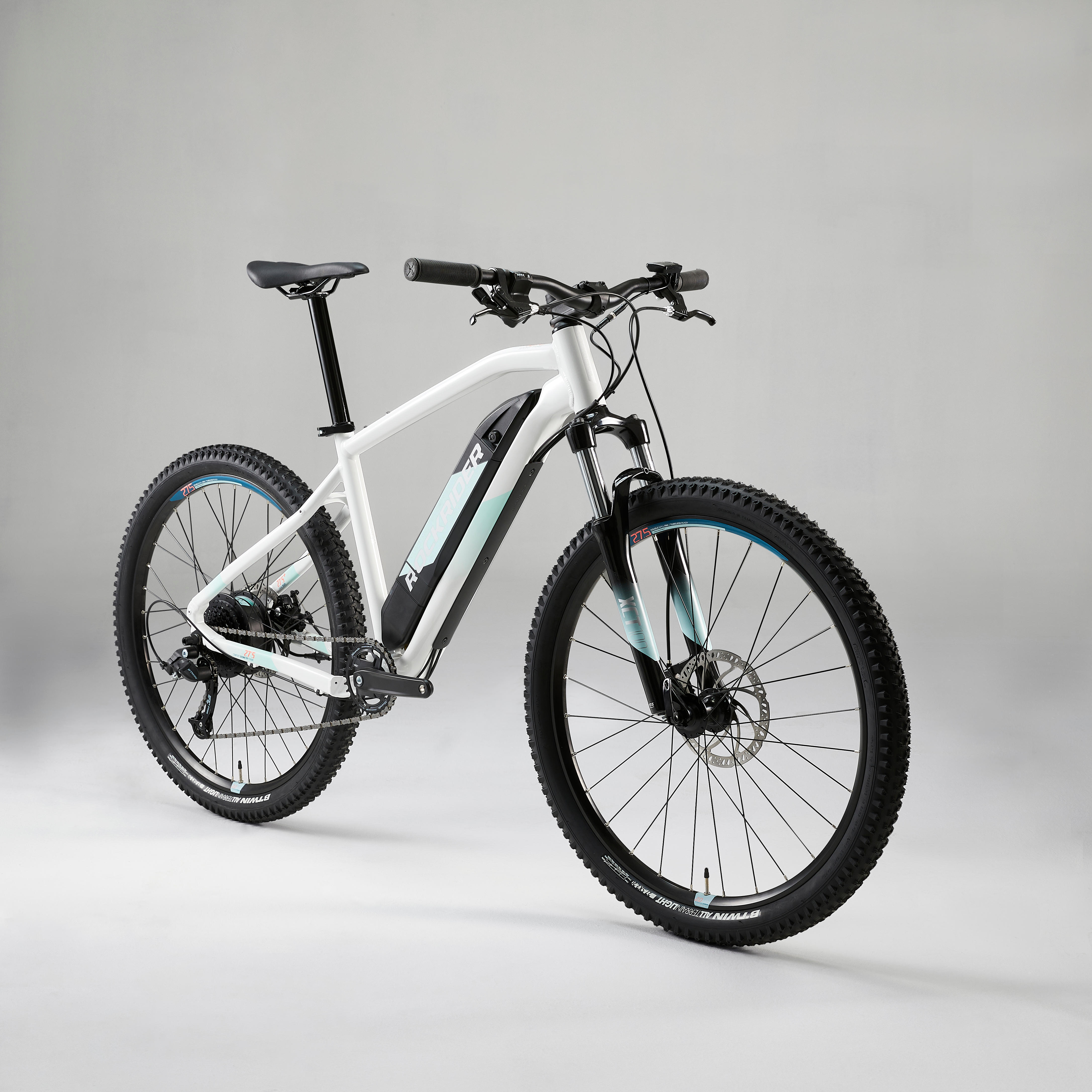 Mtb elettrica a pedalata assistita donna Rockrider E-ST100 bianca 27,5\