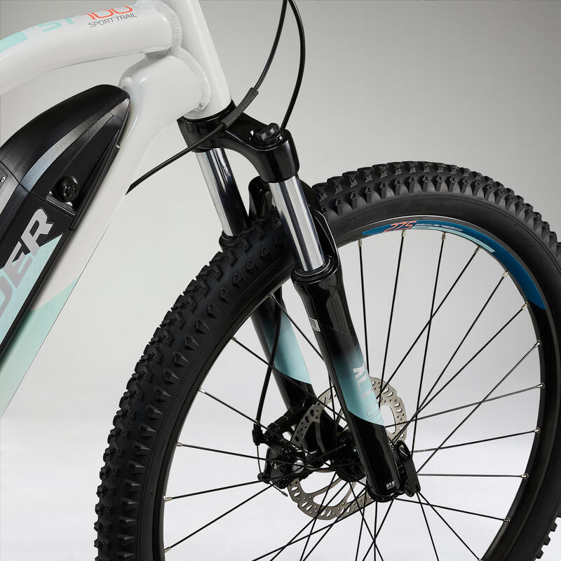 Bicicletă electrică MTB semi-rigidă 27'5", E-ST100 Alb