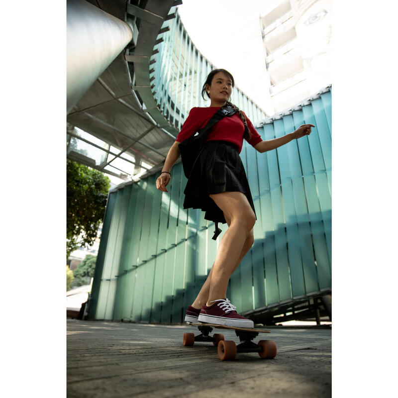 Adult Low-Top Skateboarding Longboarding Shoes Vulca 100 - Black/White