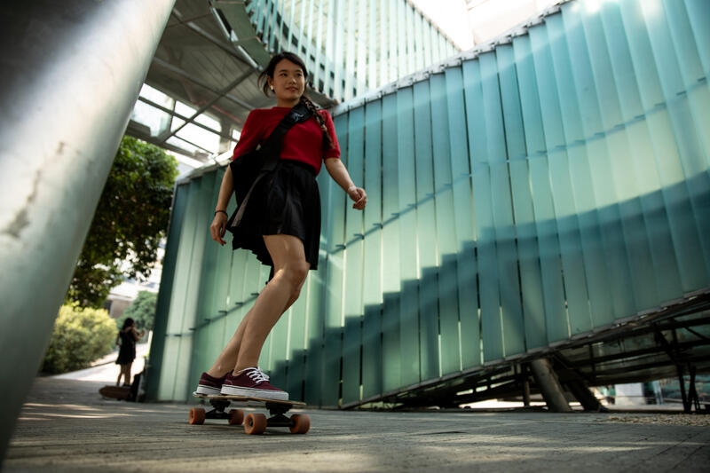 Scarpe basse skateboard longboard adulto VULCA 100 nero-bianco