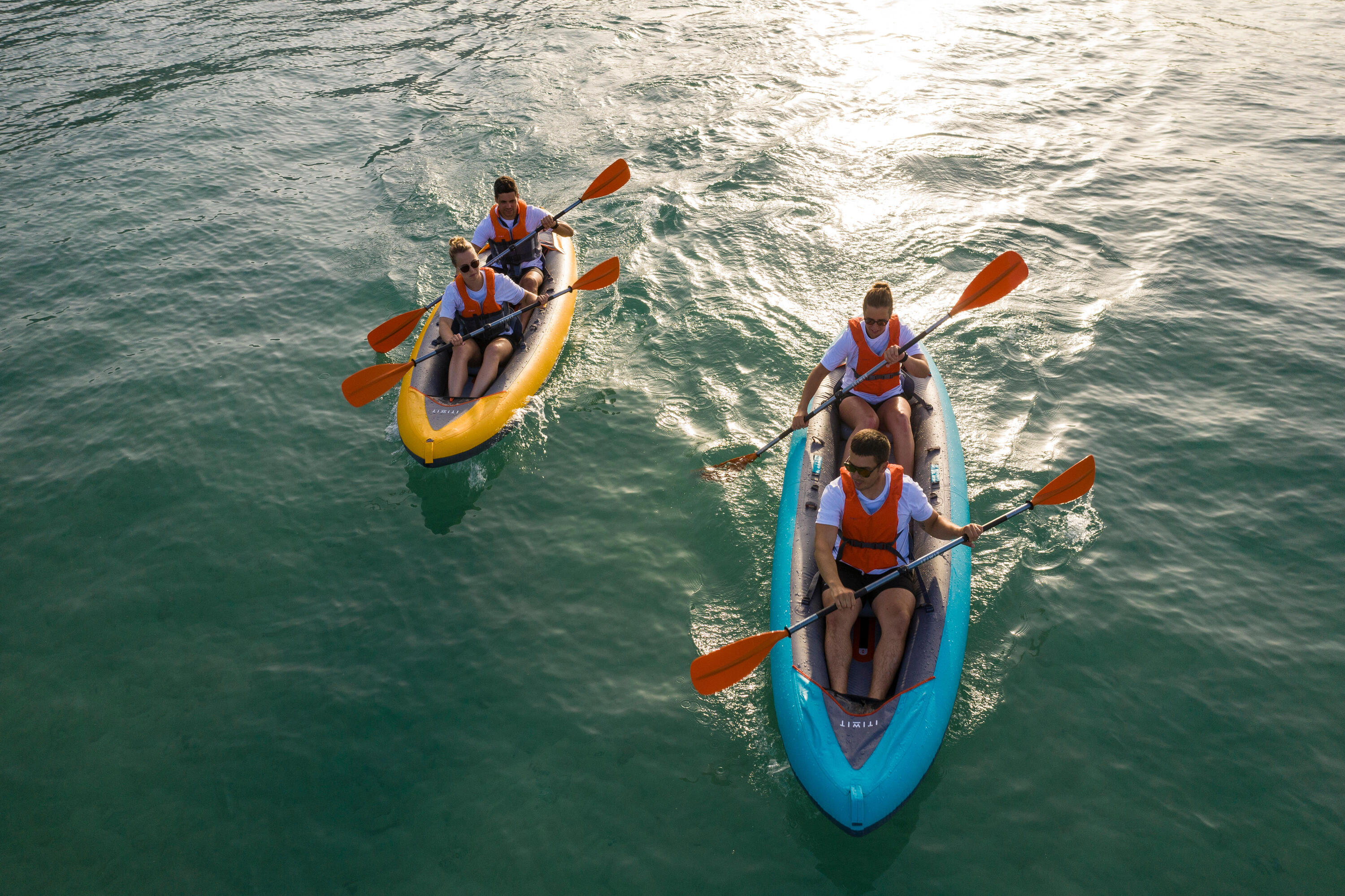 INFLATABLE 3-PERSON TOURING KAYAK X100+ HIGH-PRESSURE DROPSTITCH FLOOR 23/27