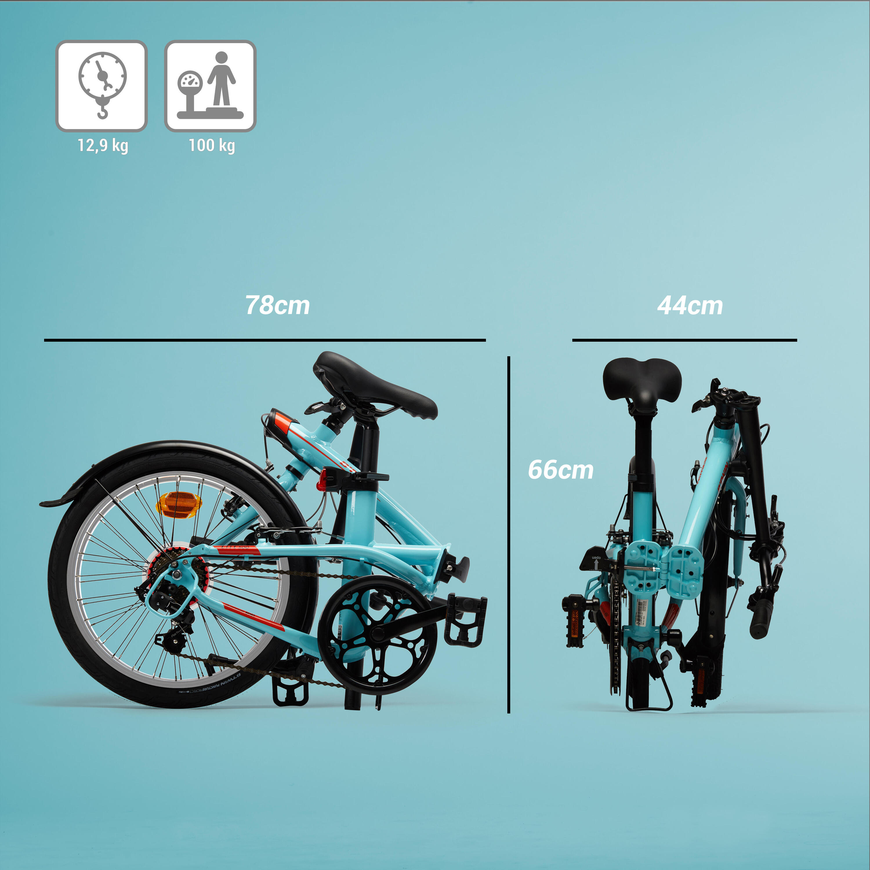Folding Bike Tilt 500 - Light Blue 2/14