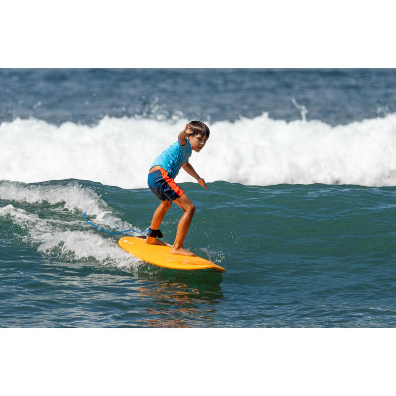 Boardshorts Surfen Jungen 550 dunkelblau/orange