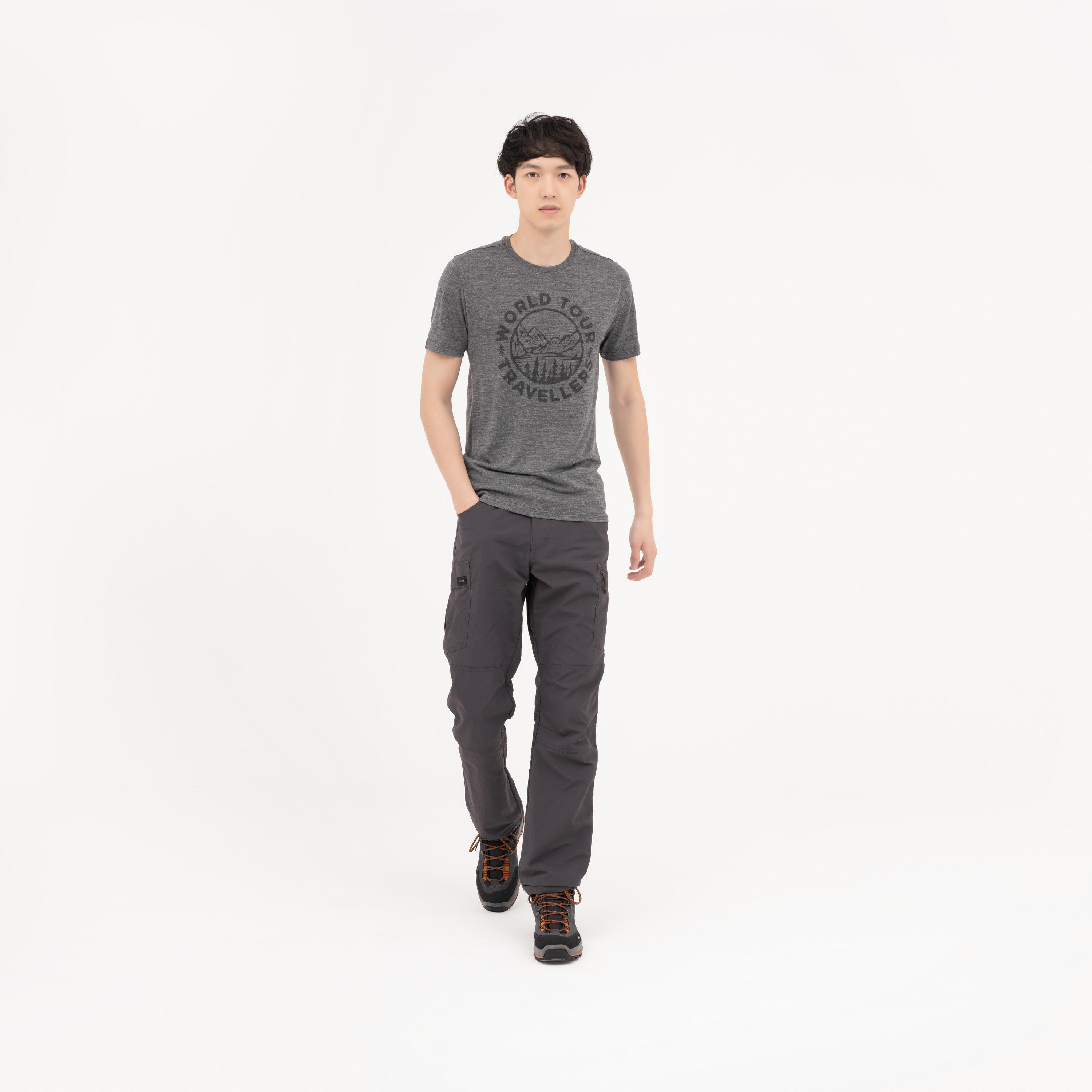 Men’s hiking trousers Trek 100 - Grey 12/14