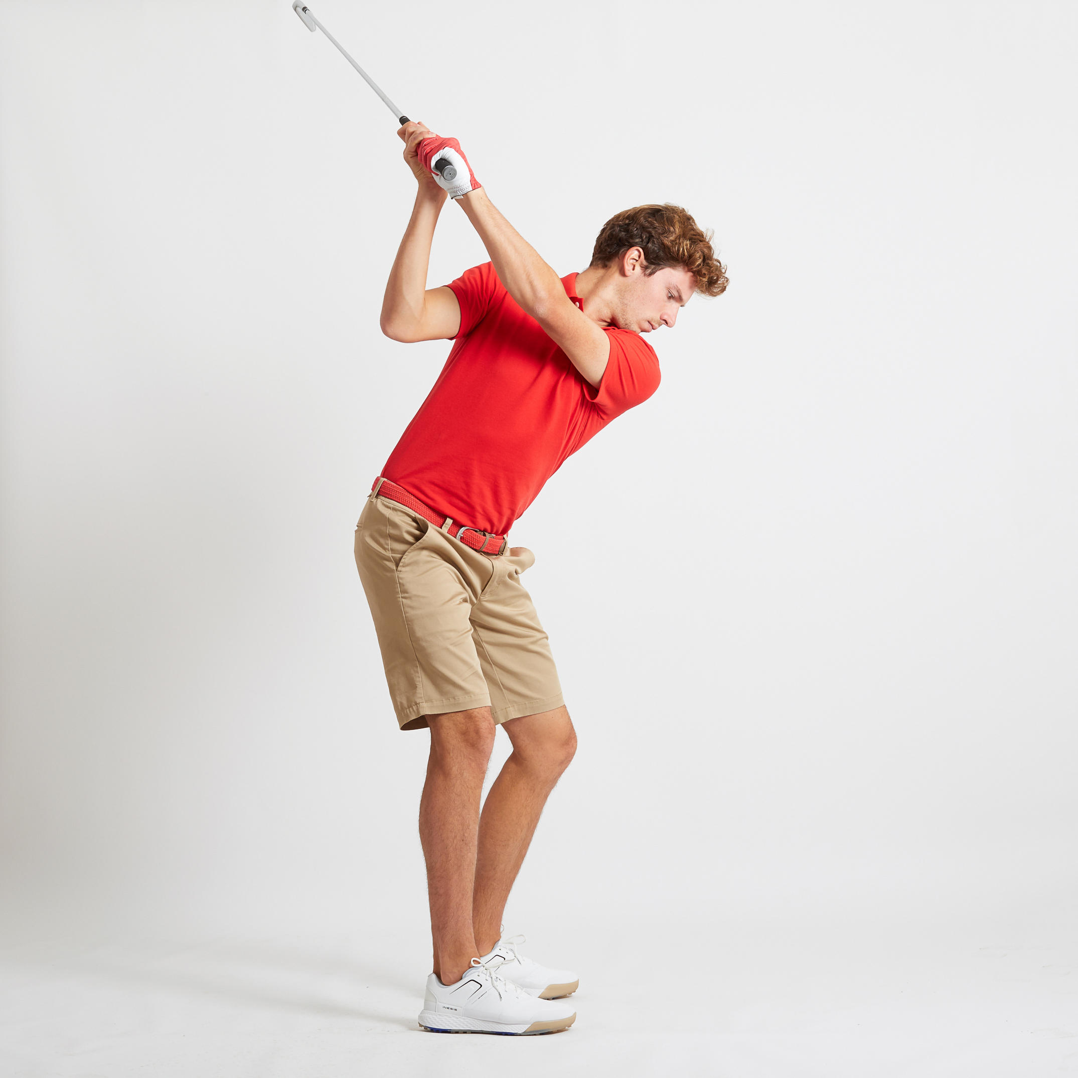 Pantalón corto chino algodón golf Hombre, MW500 beige 6/7