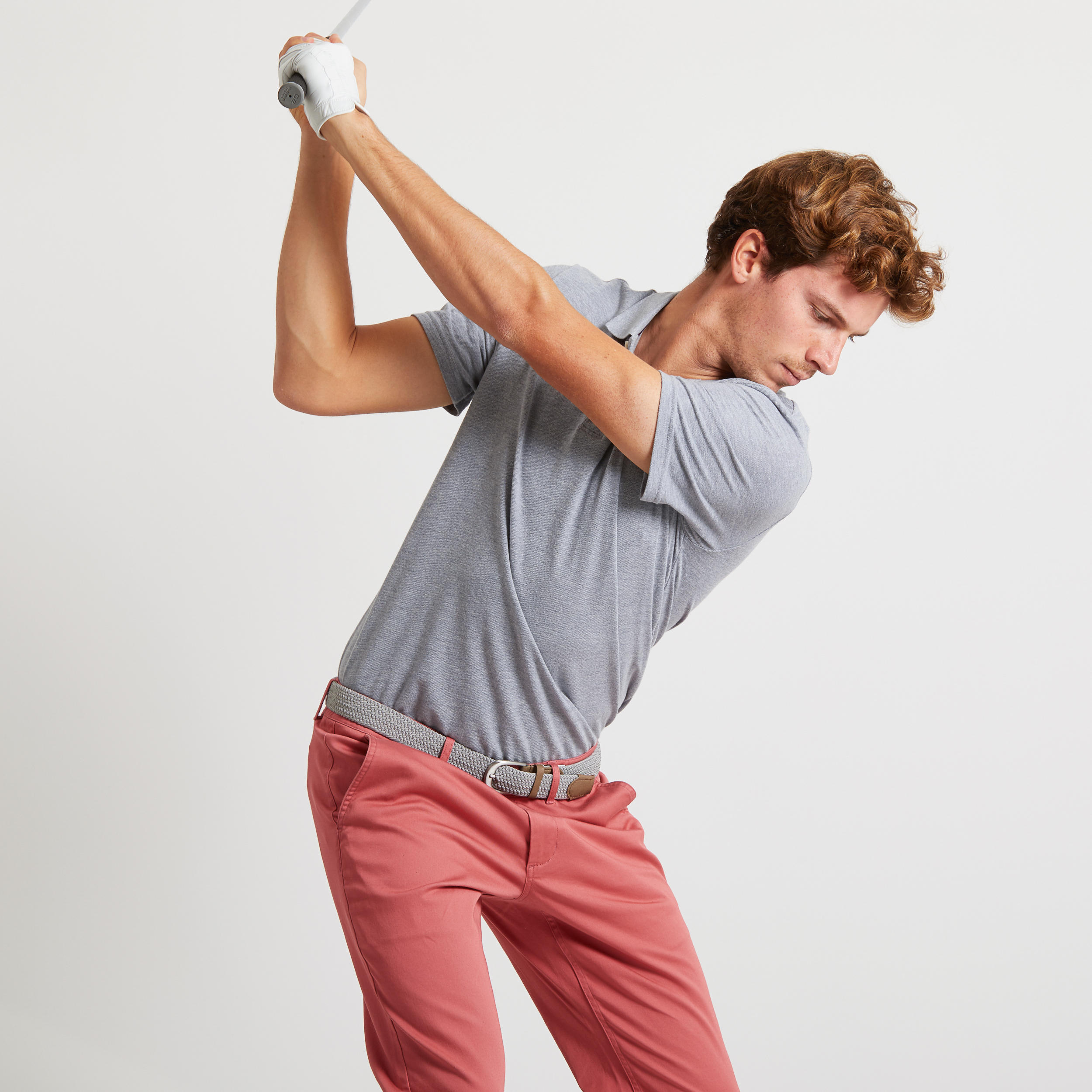 Men's golf short-sleeved polo shirt MW500 mottled grey 23/39