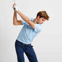 Men's golf short-sleeved polo shirt MW500 sky blue