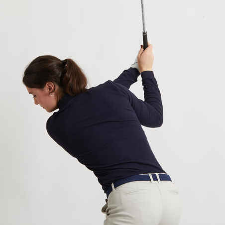 Moteriški ilgarankoviai golfo polo marškinėliai „MW500“, tamsiai mėlyni