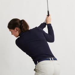 Polo de golf manches longues femme MW500 bleu marine