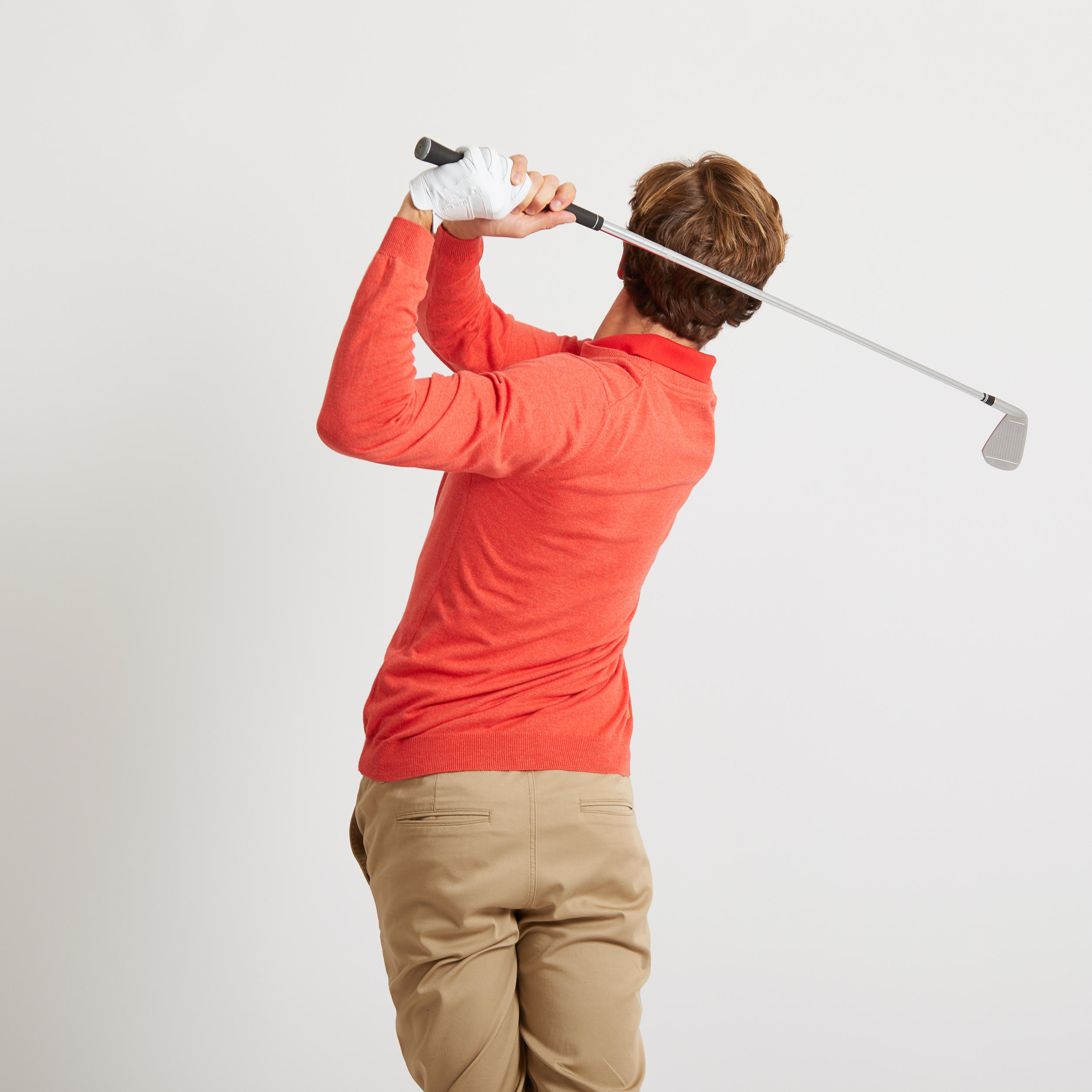 Men's golf crew neck pullover MW500 mottled coral 5/7