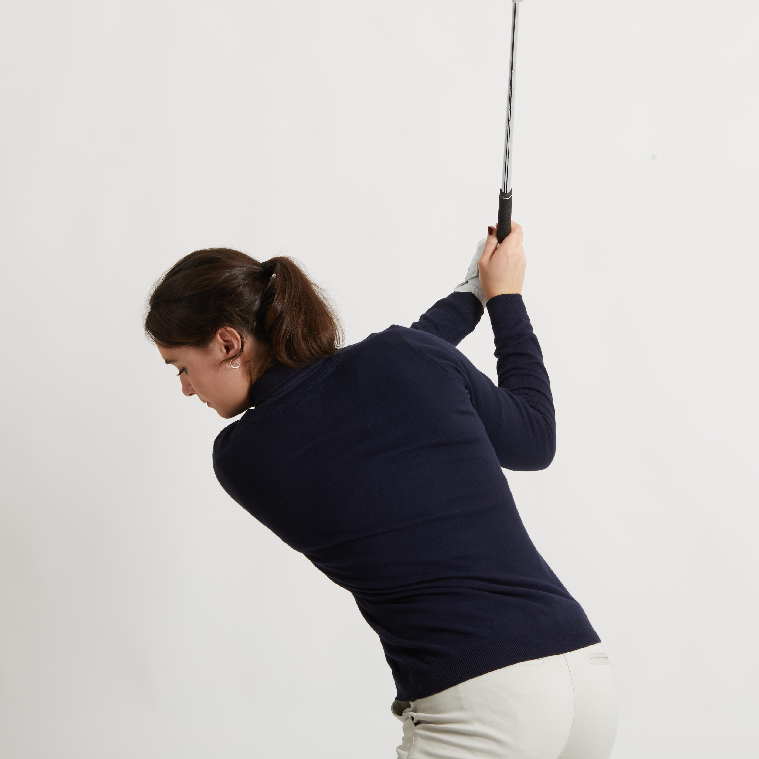 Suéter de golf con cuello V azul marino para mujer MW500 13/13