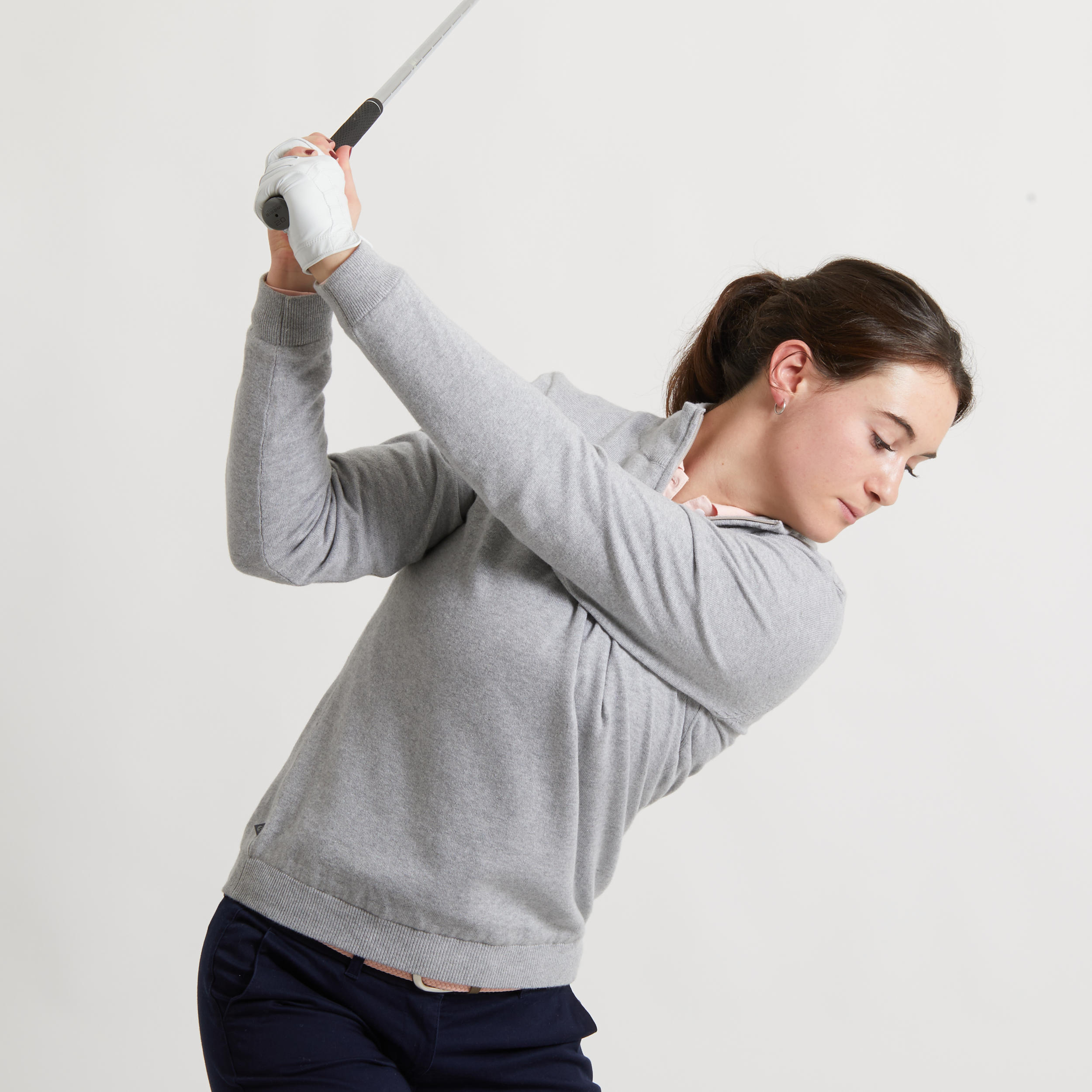 Women's golf windproof pullover MW500 grey 2/6