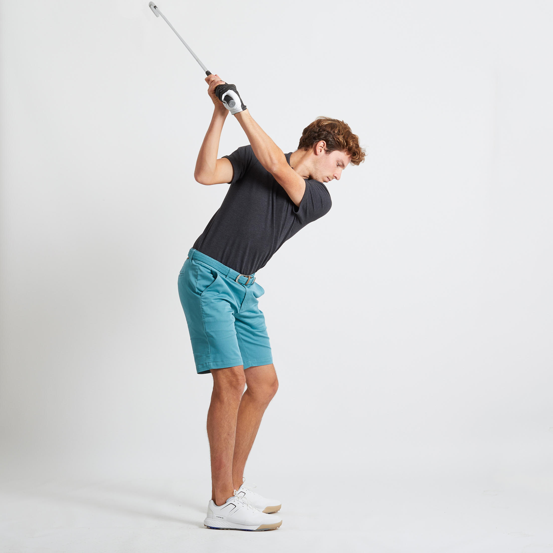 Men's golf short-sleeved polo shirt MW500 mottled dark grey 5/8