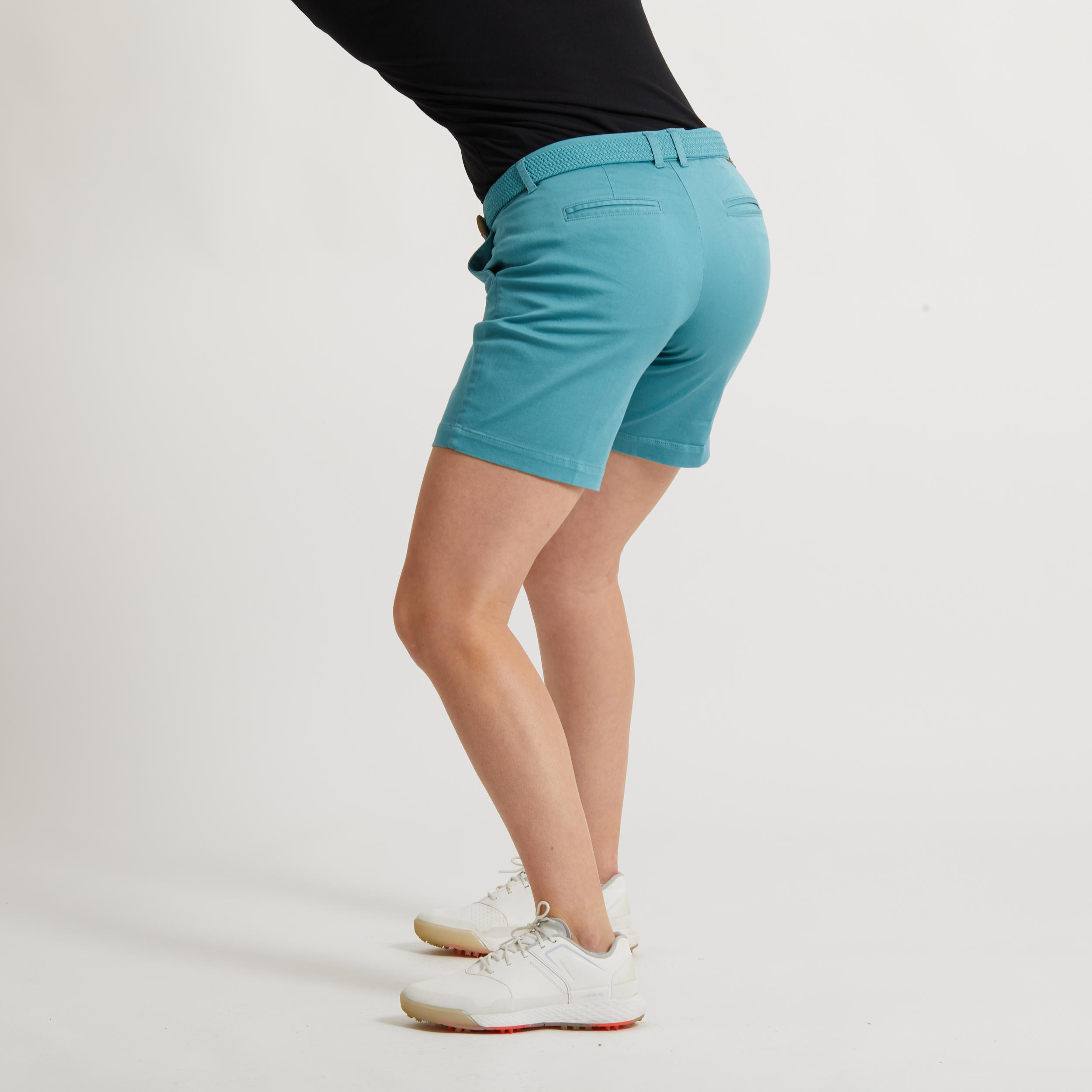 INESIS Women's golf cotton chino shorts - MW500 blue grey
