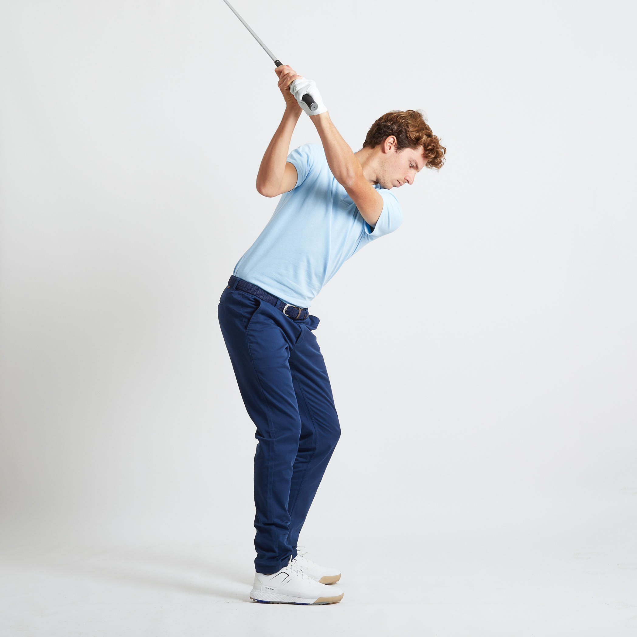 Men's golf short-sleeved polo shirt MW500 sky blue 13/15
