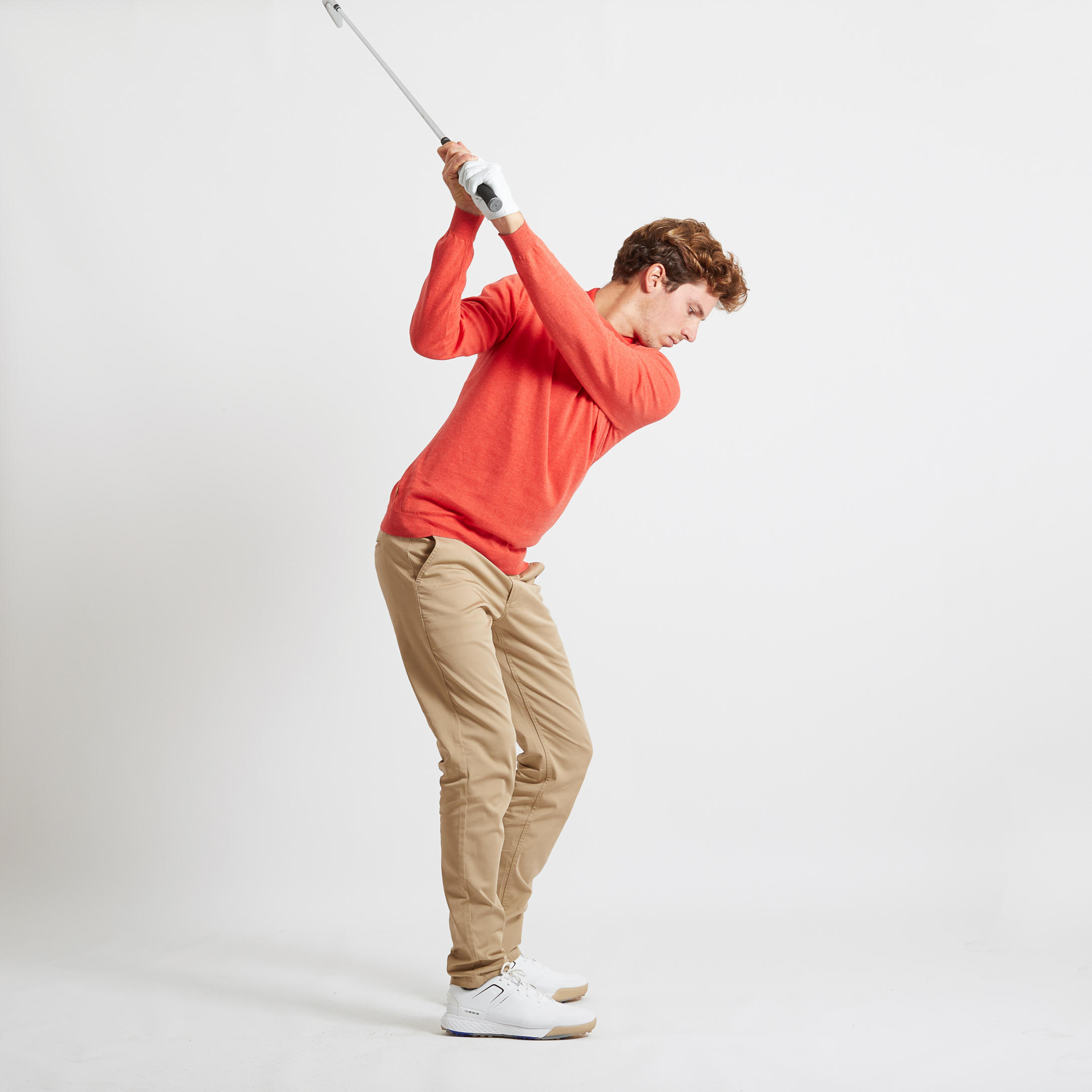 Men's golf crew neck pullover MW500 mottled coral 3/7