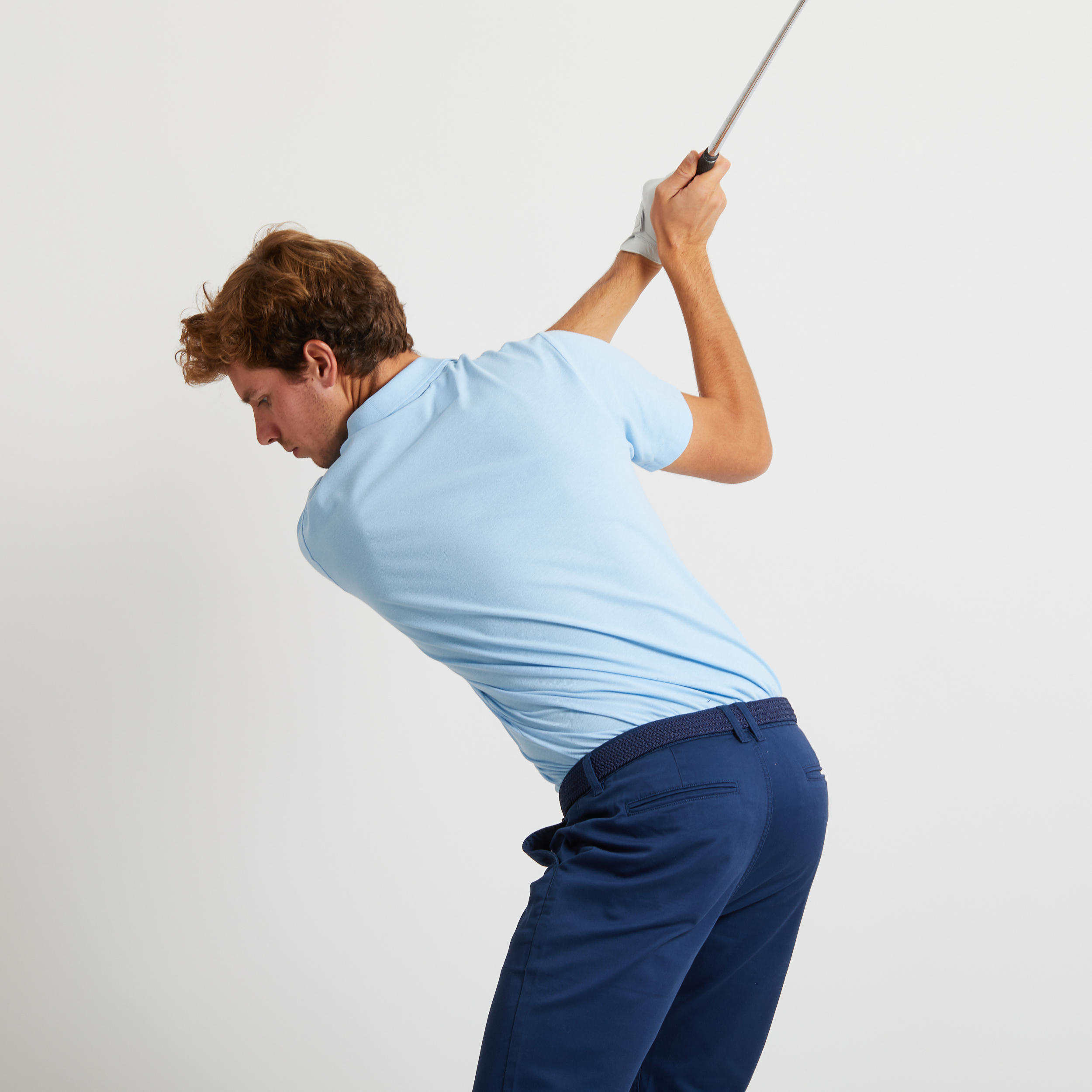 Men's golf short-sleeved polo shirt MW500 sky blue 12/15