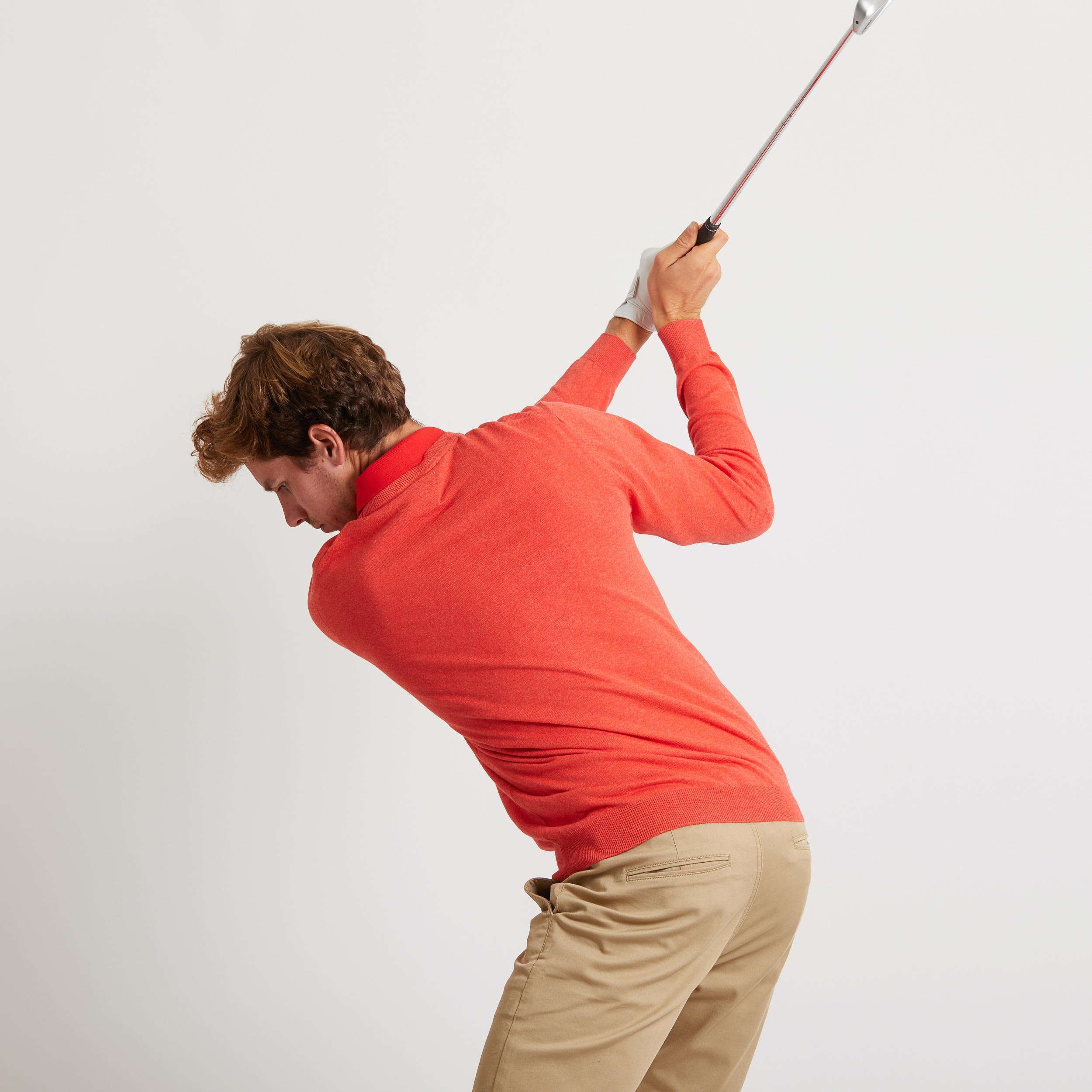 Men's golf crew neck pullover MW500 mottled coral 6/7