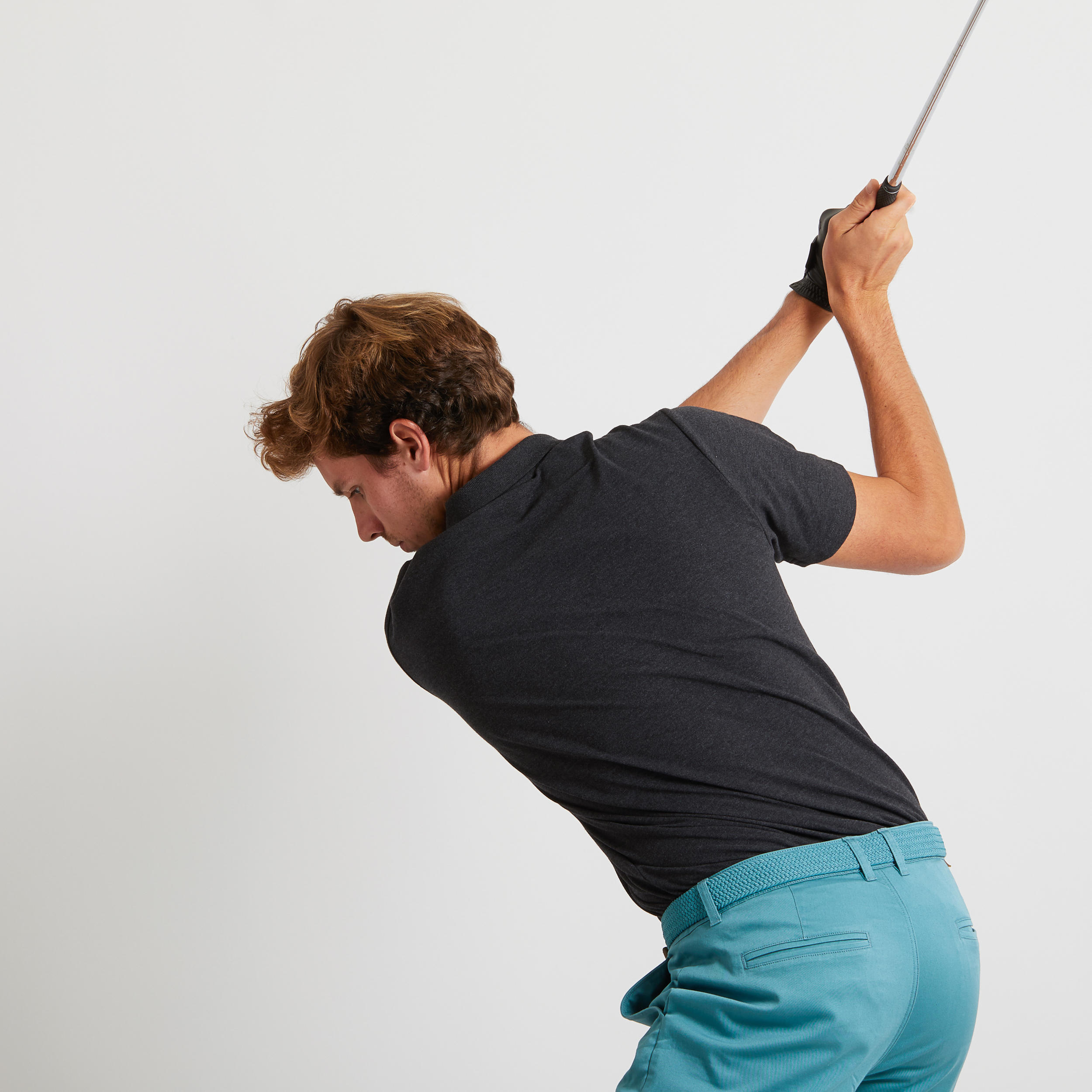 Men's golf short-sleeved polo shirt MW500 mottled dark grey 4/8