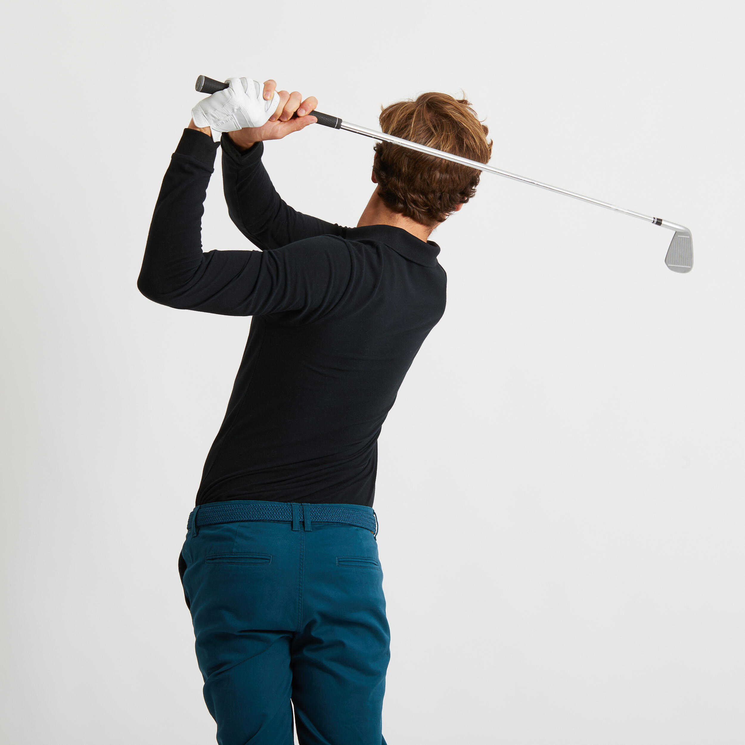 Golfpolo met lange mouwen voor heren MW500 zwart 4/5