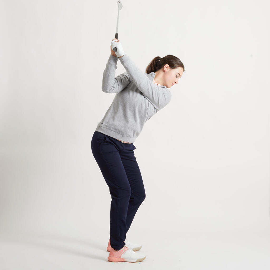 Women's golf windproof pullover mw500 grey