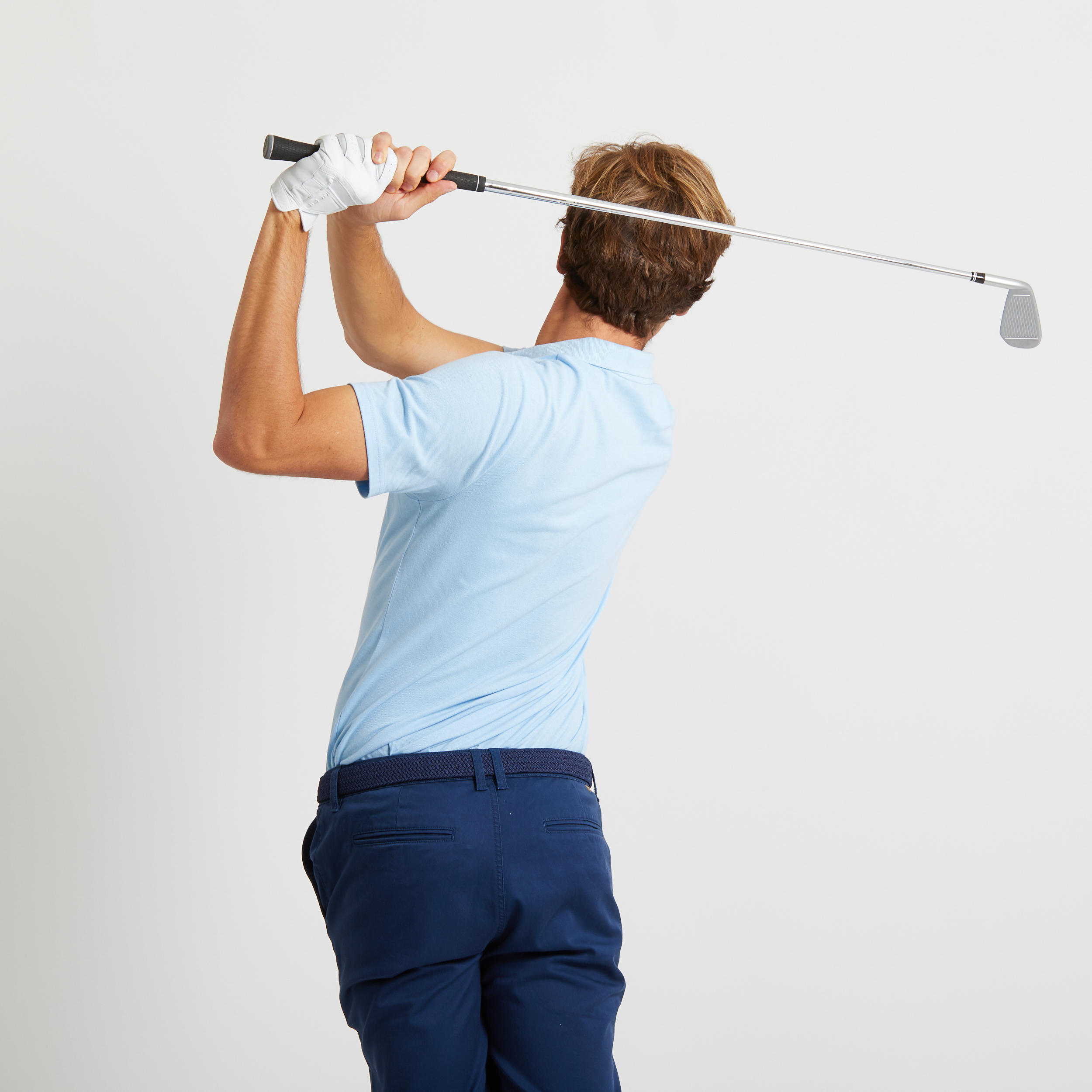 Men's golf short-sleeved polo shirt MW500 sky blue 11/15