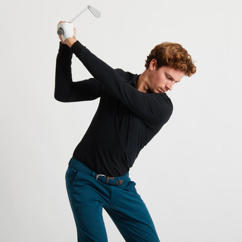 POLO GOLF MANGA COMPRIDA HOMEM - MW500 PRETO
