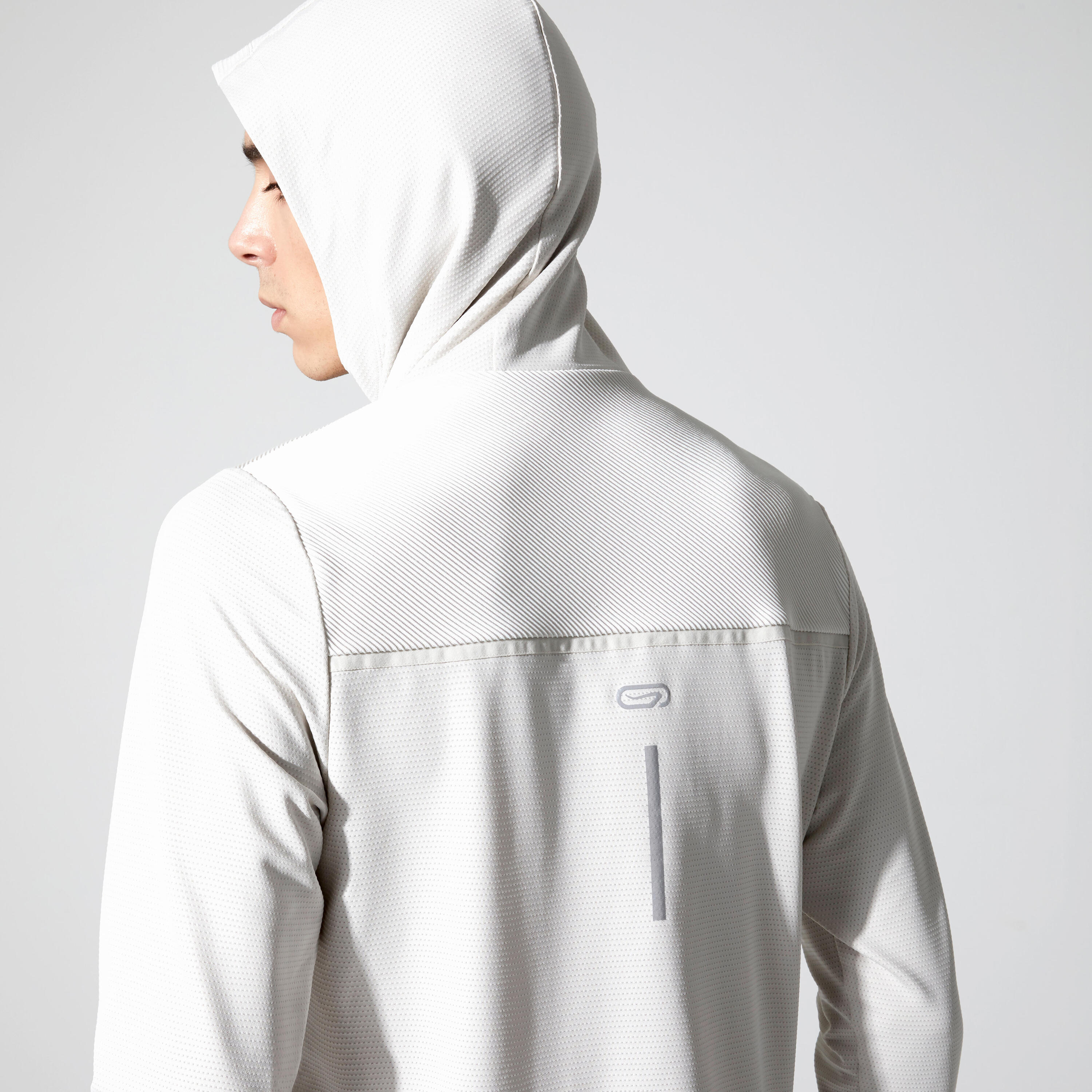 KALENJI DRY + FEEL MEN'S BREATHABLE RUNNING HOODIE - LINEN BEIGE 4/7