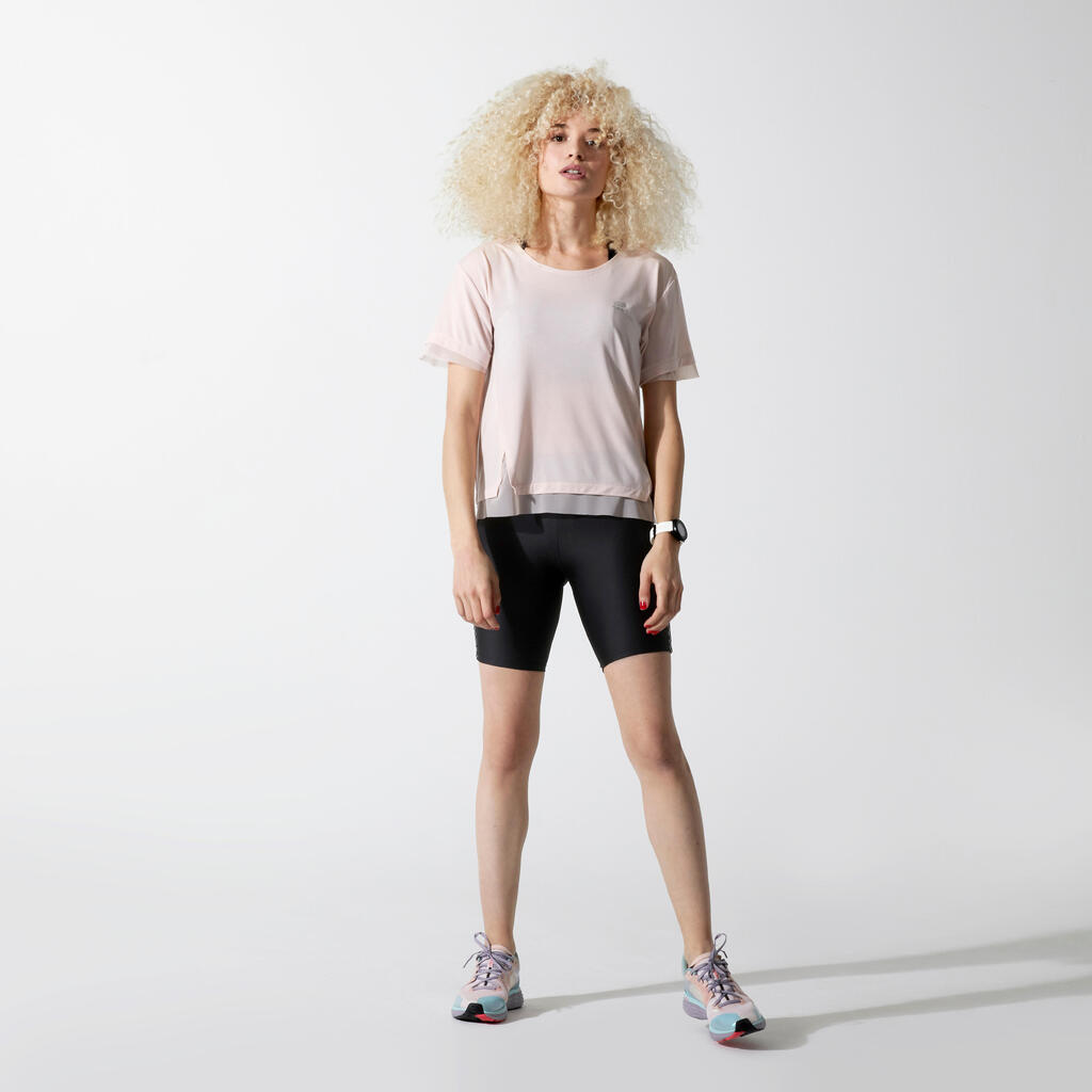 RUN FEEL WOMEN'S JOGGING T-SHIRT - PALE PINK