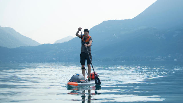 Sup Board Stand Up Paddle Aufblasbar X100 Touring 9 Einsteiger Blau Orange En 2020 Stand Up Paddle Gonflable Stand Up