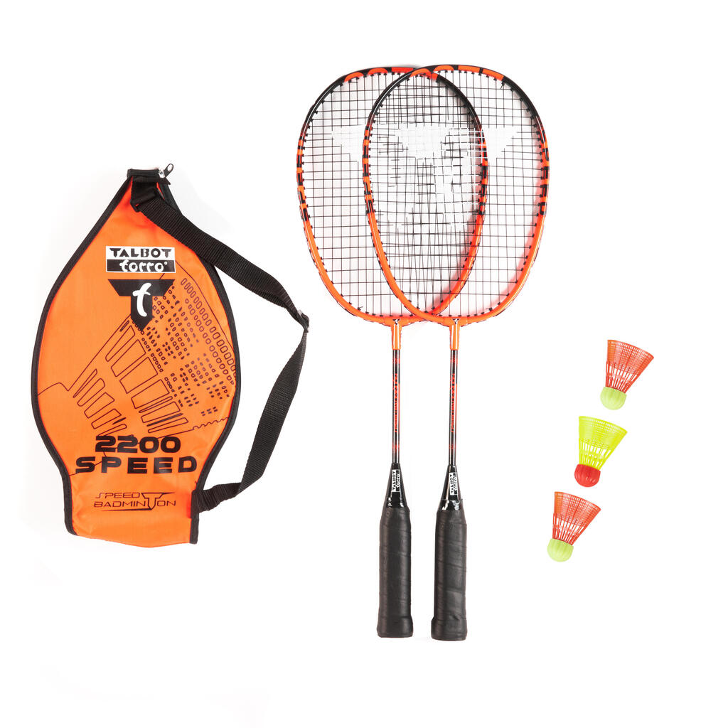 Set za Crossminton 2 reketa i 3 loptice za badminton Speed 2200