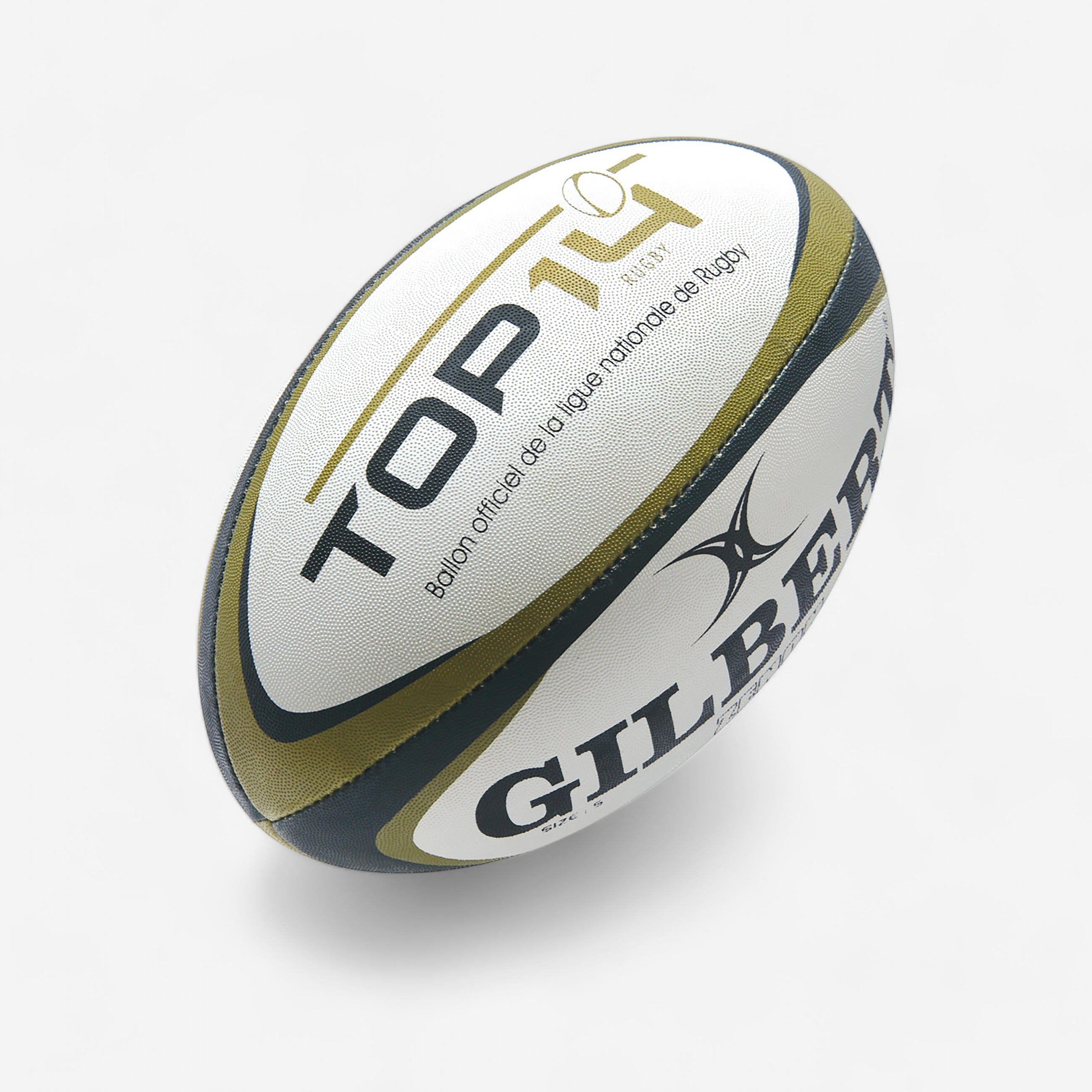 Ballon de rugby taille 5 - gilbert top 14 blanc doré - Rugby - Gilbert- Clubs - Entreprises - Collectivités - Associations