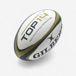 Ballon de rugby taille 5 - gilbert top 14 blanc doré