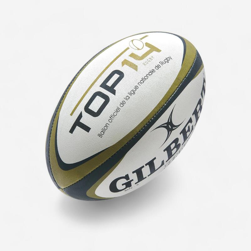 Pallone rugby Gilbert TOP 14 taglia 5 bianco-oro