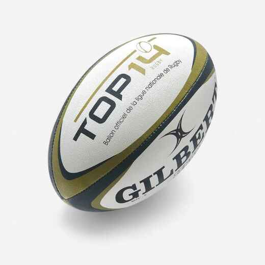 
      ТОПКА ЗА РЪГБИ GILBERT TOP 14, РАЗМЕР 5, БЯЛО/ЗЛАТИСТО
  