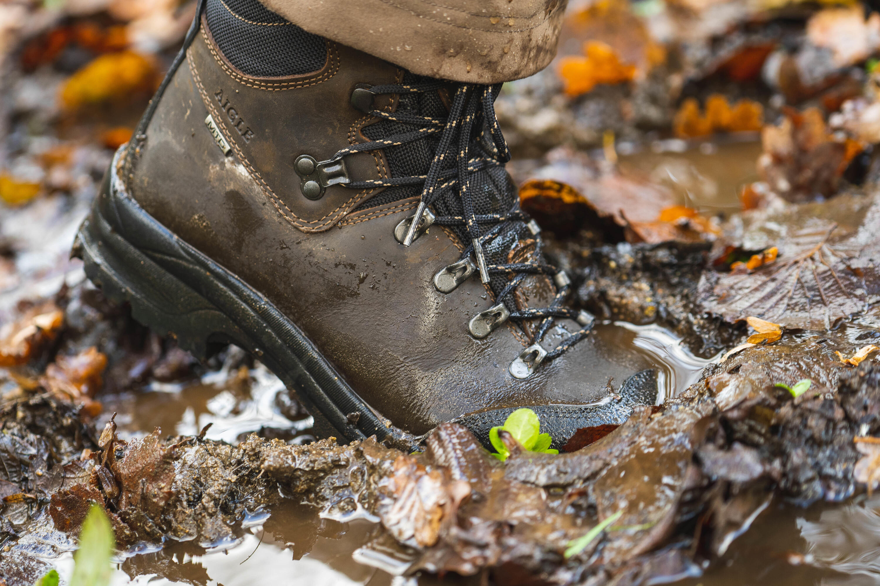 Gebraucht - Jagdstiefel Aigle Fleshside wasserdicht strapazierfähig braun  14/15
