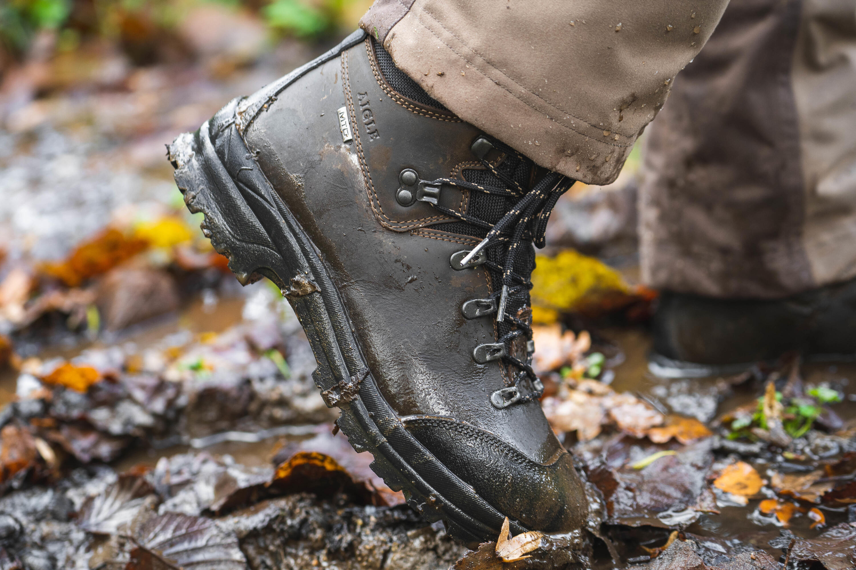 Gebraucht - Jagdstiefel Aigle Fleshside wasserdicht strapazierfähig braun  10/15