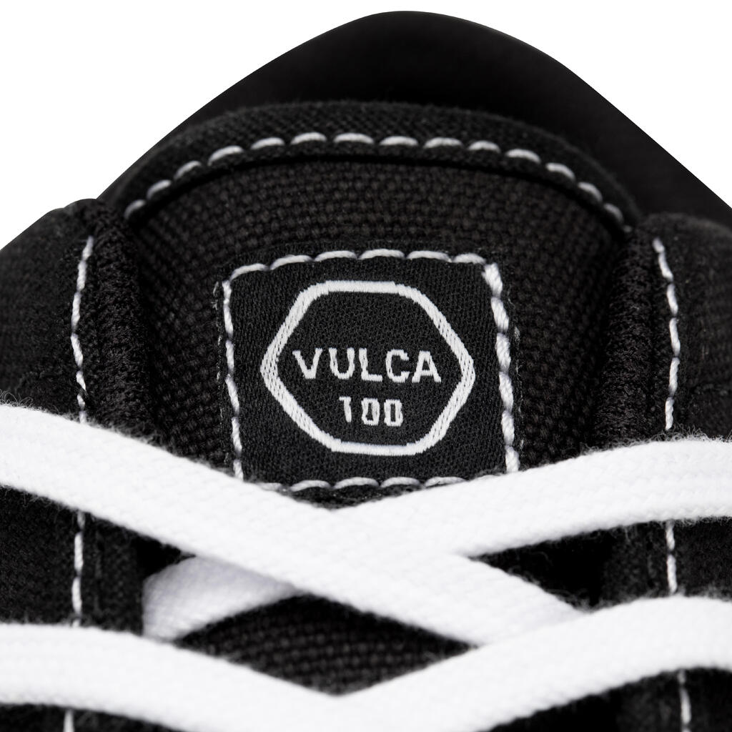 Chaussures basses skateboard-longboard adulte vulca 100 noir blanc