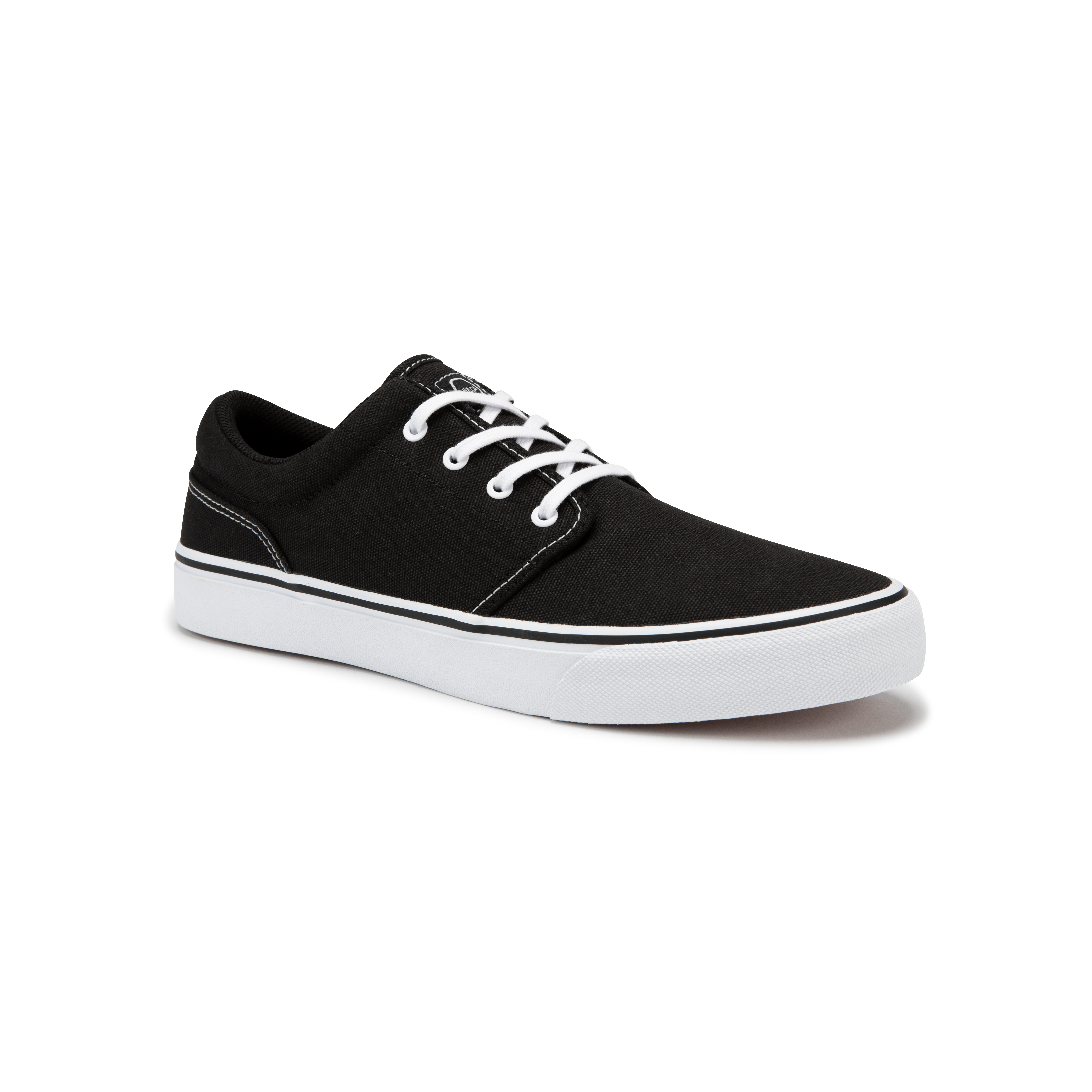 Adult Low-Top Skateboarding Longboarding Shoes Vulca 100 - Black/White - UK 8.5 - EU 43 By OXELO | Decathlon