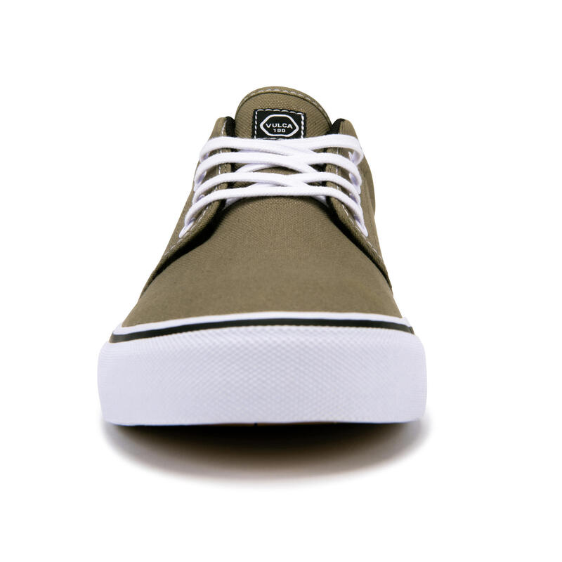 Skaterschuhe Vulca 100 Sneaker Erwachsene khaki/weiss