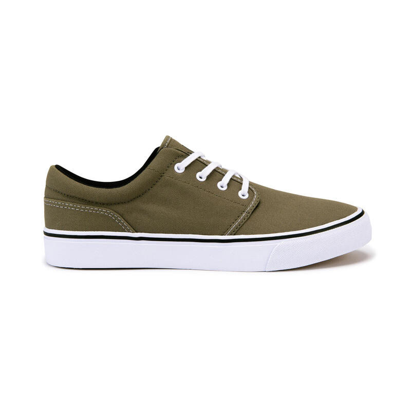 Skaterschuhe Vulca 100 Sneaker Erwachsene khaki/weiss