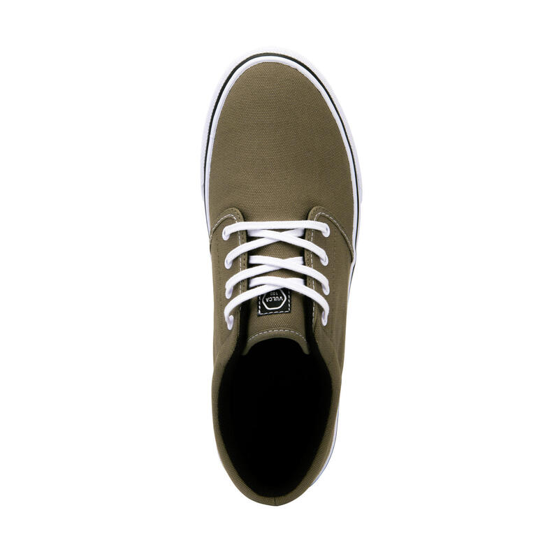 Skaterschuhe Vulca 100 Sneaker Erwachsene khaki/weiss